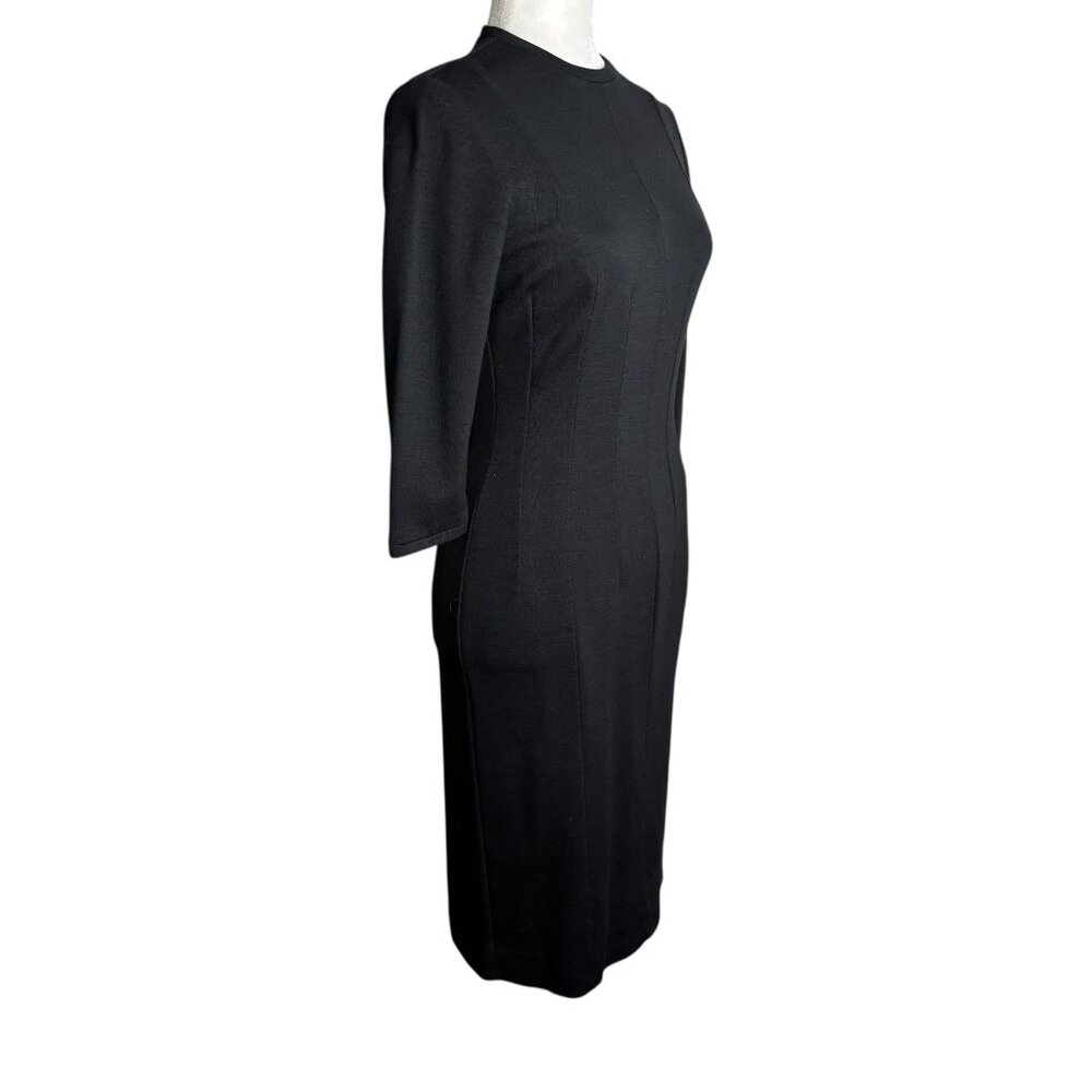 Vintage 60s Betty Barclay Pencil Dress S Black Wiggle Midi Zipper Union Made - Picture 4 of 11